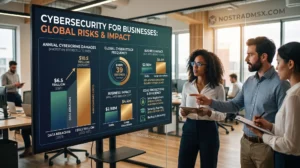 Statistical data showing the importance of cybersecurity for businesses